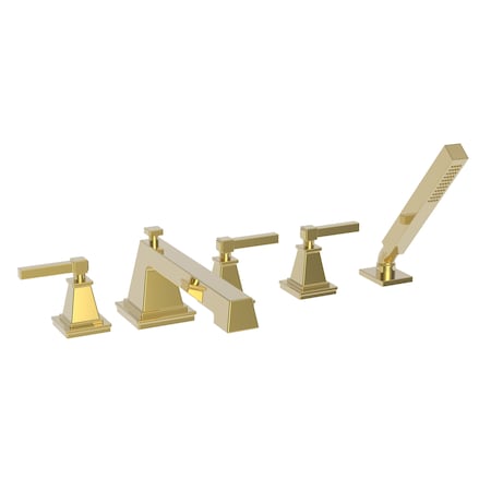 Newport Brass Tub Faucet with Hand Shower, 5, Deck, Polished Gold (PVD) 3-3147-24